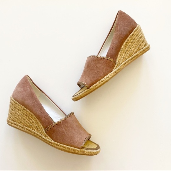 Jack Rogers || Suede Palmer Wedges Mauve Pink Rose Gold 7 NWOB - Picture 2 of 7